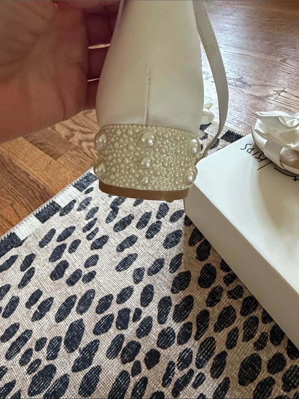 Betsey Johnson Ivory Bow Ankle-Strap Block Heel Sandals